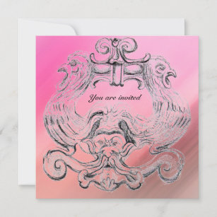 TAROT/ ANTIQUE FLORENTINE GROTESQUE Pink Invitation