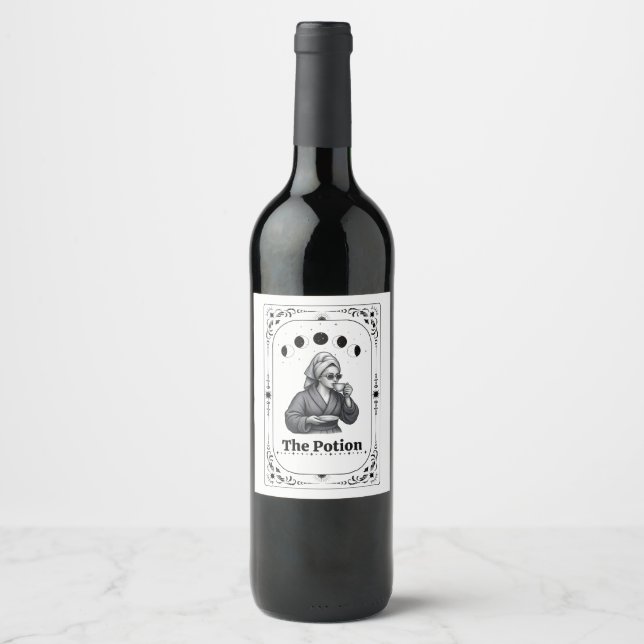 Tarot Astrology Sun Moon Psychic Magic Celestial Wine Label (Front)