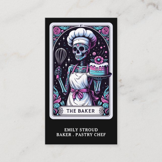 Tarot Baker Black Business Card (Front)