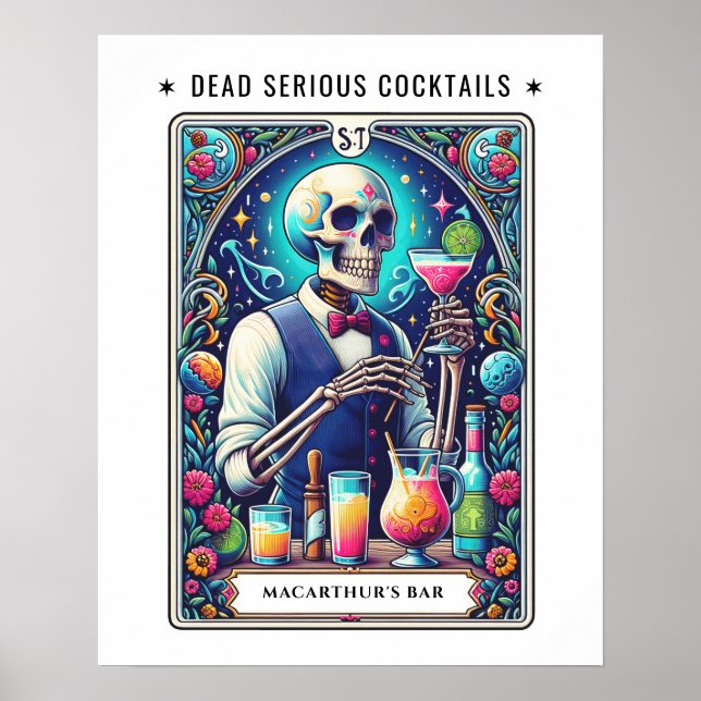 Tarot Bartender Dead Serious Cocktails  Poster (Front)