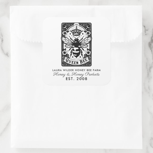 Tarot Bee Theme Honey Bee Apiary Farm Beekeeper Square Sticker (Bag)