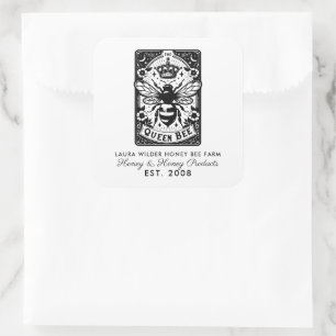 Tarot Bee Theme Honey Bee Apiary Farm Beekeeper Square Sticker