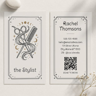 Tarot Black Celestial Manicure Minimalist Nail  Business Card
