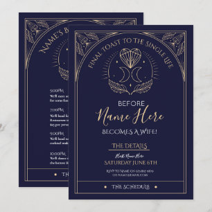 Tarot Bridal Shower Party Itinerary Navy Mystical Invitation