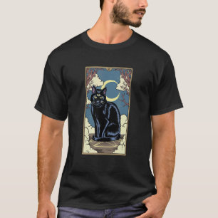 Tarot Card 3 Eyed Black Cat Crescent Moon Gothic W T-Shirt