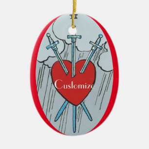 Tarot Card 3 Swords Thunder_Cove Ceramic Tree Decoration