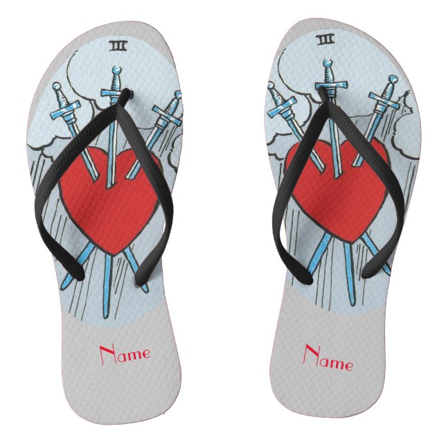 Tarot Card 3 Swords Thunder_Cove Flip Flops (Footbed)