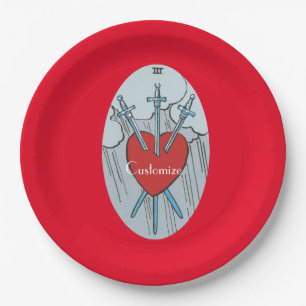 Tarot Card 3 Swords Thunder_Cove Paper Plate