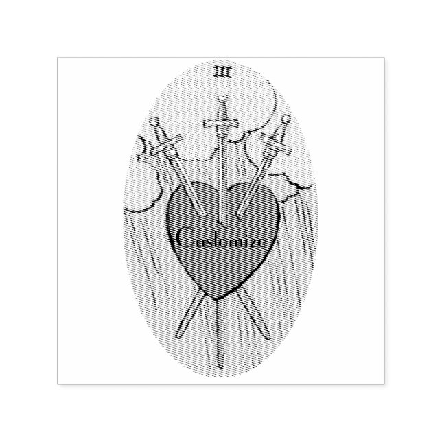 Tarot Card 3 Swords Thunder_Cove  Self-inking Stamp (Design)