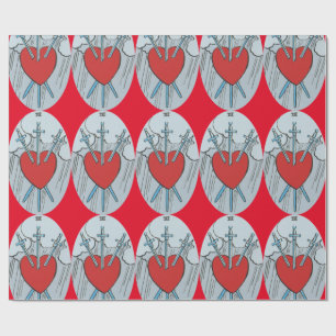 Tarot Card 3 Swords Thunder_Cove Wrapping Paper