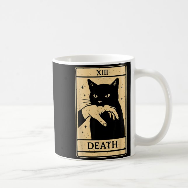 Tarot Card Black Cat Occult Witchy Black Cat Tarot Coffee Mug (Right)