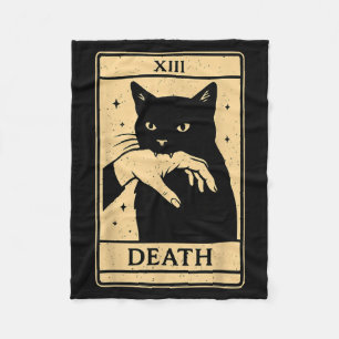 Tarot Card Black Cat Occult Witchy Black Cat Tarot Fleece Blanket