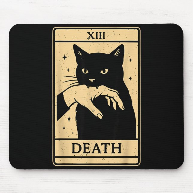 Tarot Card Black Cat Occult Witchy Black Cat Tarot Mouse Mat (Front)