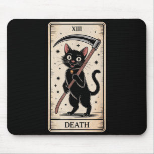 Tarot Card Black Cat Occult Witchy Death Funny Gag Mouse Mat