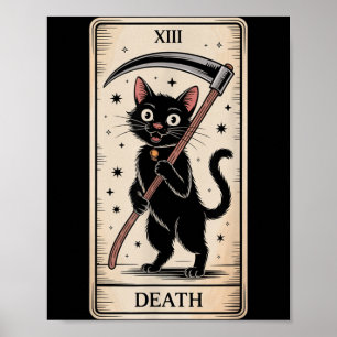Tarot Card Black Cat Occult Witchy Death Funny Gag Poster