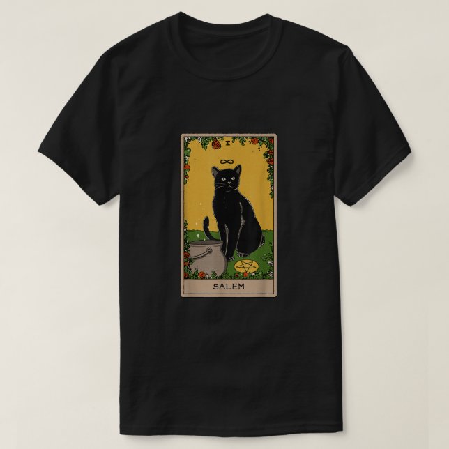 Tarot Card Black Cat Salem Atheist Occult Pagan Wi T-Shirt (Design Front)