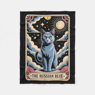 Tarot Card Cat Halloween The Russian Blue Fleece Blanket