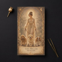 Tarot Card Celestial Mystic Woman Dog Walker Boho