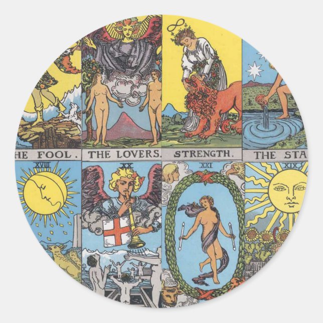 Tarot Card Collage Classic Round Sticker (Front)