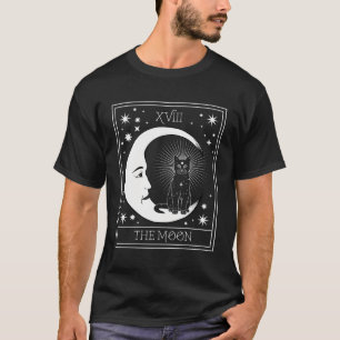 Tarot Card Crescent Moon And Black Cat Cosmic Grap T-Shirt