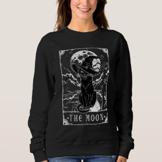 Tarot Card Crescent Moon And Black Cat Witch Hat H Sweatshirt