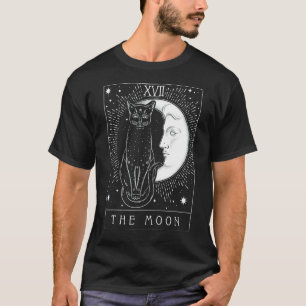 Tarot Card Crescent Moon And Black Cat Witch Hat H T-Shirt
