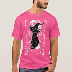Tarot Card Crescent Moon And Black Cat Witch Hat H T-Shirt