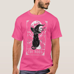 Tarot Card Crescent Moon And Black Cat Witch Hat H T-Shirt