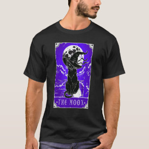 Tarot Card Crescent Moon And Black Cat Witch Hat H T-Shirt