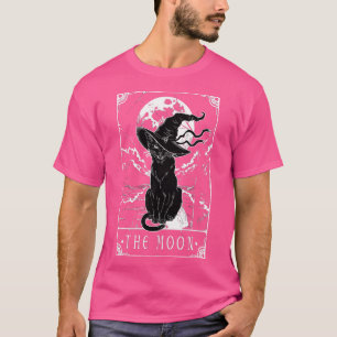 Tarot Card Crescent Moon And Black Cat Witch Hat H T-Shirt