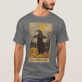 Tarot Card Crescent Moon And Black Cat Witch Hat T T-Shirt