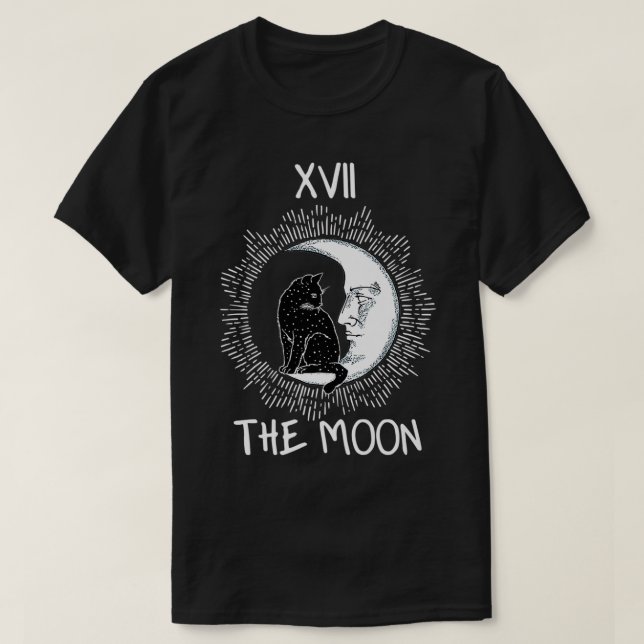Tarot Card Crescent Moon And Cat Graphic jersey Pr T-Shirt (Design Front)