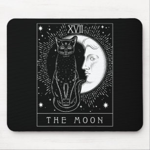 Tarot Card Crescent Moon And Cat Graphic  Mouse Mat
