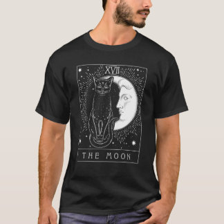 Tarot Card Crescent Moon And Cat Graphic T-Shirt