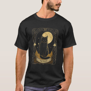 Tarot Card Crescent Moon And Cat Graphic T-Shirt