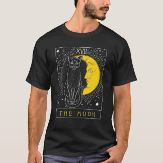 Tarot Card Crescent Moon And Cat Graphic T-Shirt