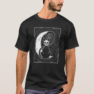 Tarot Card Crescent Moon And Cat Occult Graphic T-Shirt