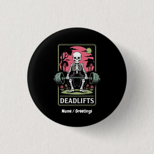 Tarot Card Deadlifts Funny Skeleton Workout Design 3 Cm Round Badge