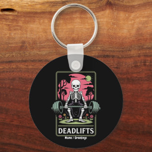 Tarot Card Deadlifts Funny Skeleton Workout Design Key Ring
