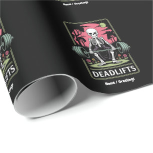 Tarot Card Deadlifts Funny Skeleton Workout Design Wrapping Paper