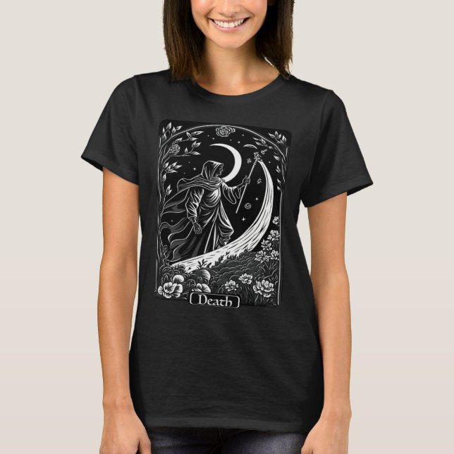 Tarot Card Death Grim Reaper Occult Gothic Witch T-Shirt (Front)