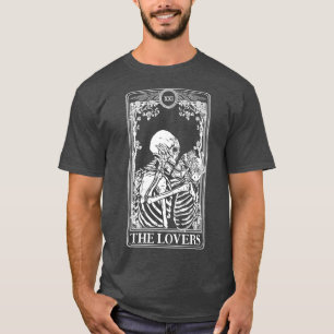 Tarot Card Gothic The Lovers Skeletons Moon Couple T-Shirt