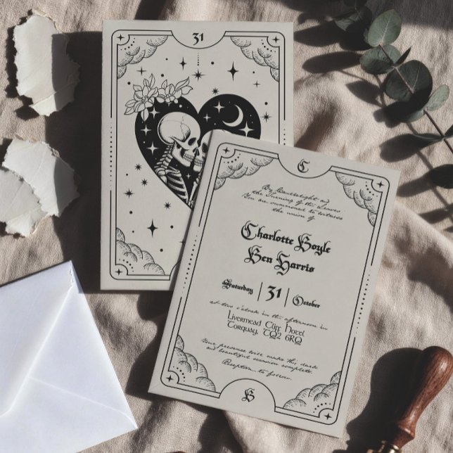 Tarot Card Gothic Wedding Invitation Cream & Black (Creator Uploaded)