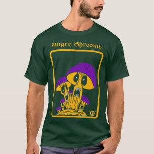 Tarot Card Halloween Angry Mushrooms Occult Botany T-Shirt