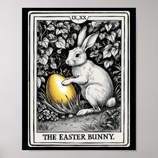 Tarot Card Happy Easter Bunny Spring Easter Egg Ea Poster (Front)