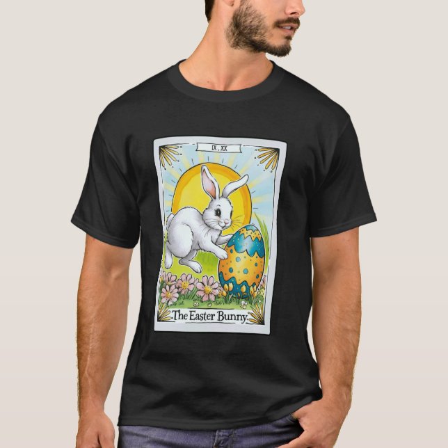 Tarot Card Happy Easter Bunny Spring Easter Egg Ea T-Shirt (Front)