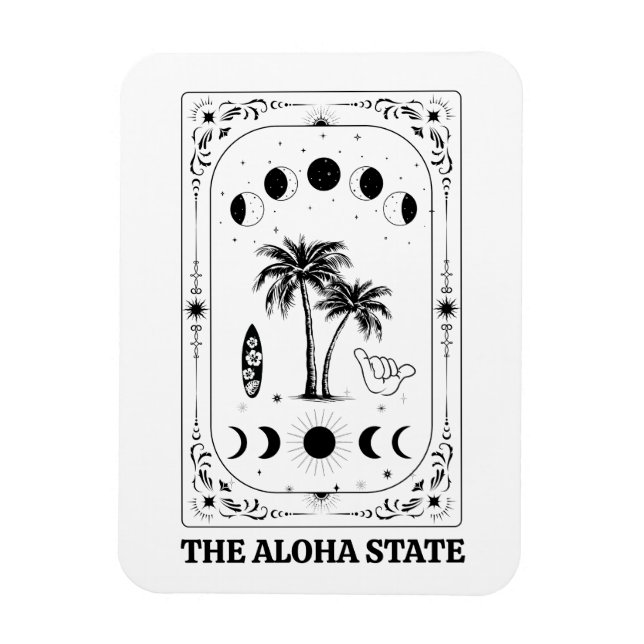 Tarot Card Hawaii Aloha State Celestial Souvenir Magnet (Vertical)