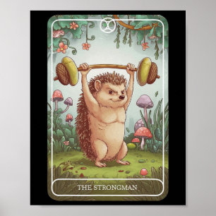 Tarot Card Hedgehog Strongman Lifting Workout Gym  Poster