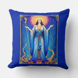 Tarot Card Illustration, Queen of Wands Cushion