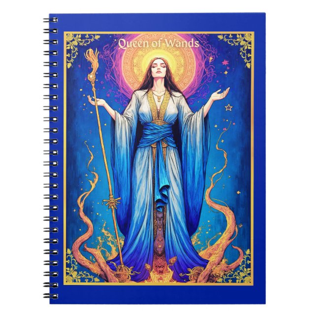 Tarot Card Illustration, Queen of Wands Notebook (Front)